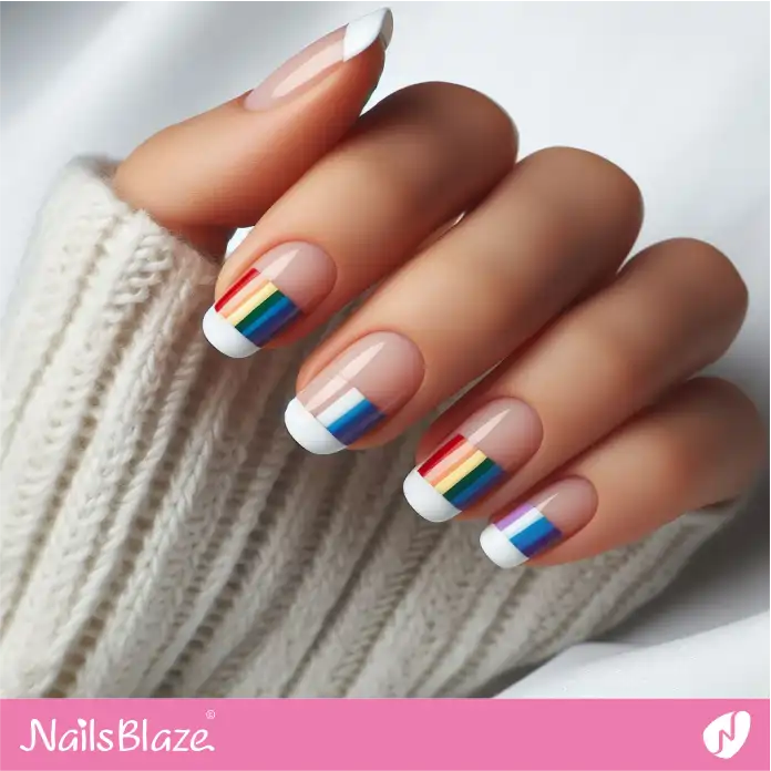 Double French Rainbow Nails | Pride | LGBTQIA2S+ Nails - NB2037